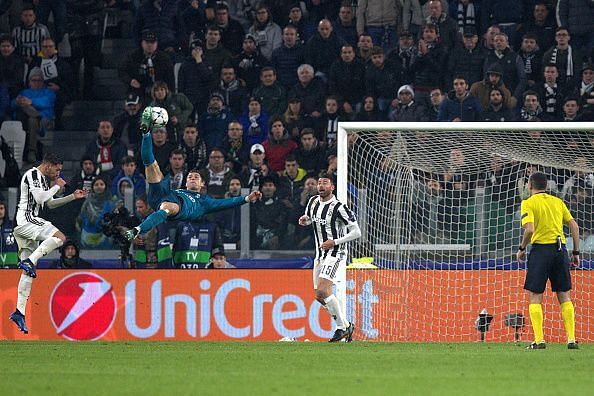 Cristiano Ronaldo of Real Madrid Cf scoring a bicycle kick...